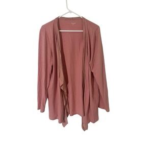 Garnet Hill Organic Cotton Silk Draped Cardigan  XL Pink Lagenlook Beachy Boho